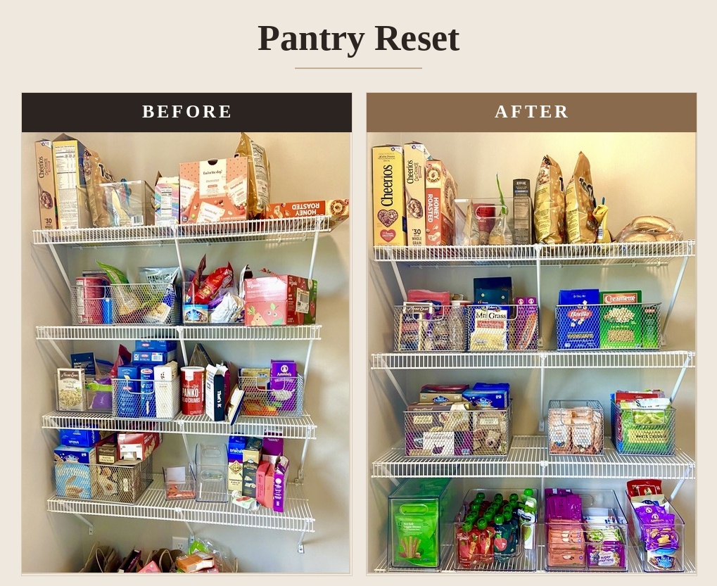 Pantry before and after reset
